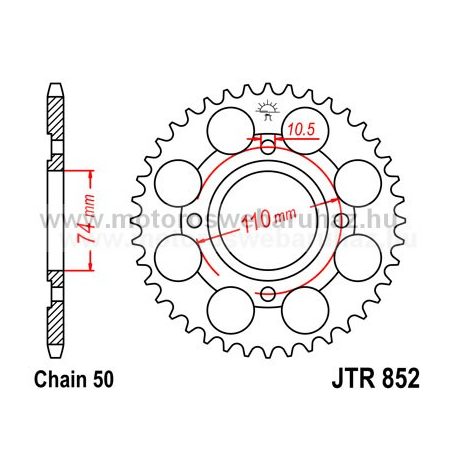 LÁNCKERÉK HÁTSÓ JT (JTR852) 530-as LÁNCHOZ