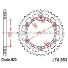 LÁNCKERÉK HÁTSÓ ALU JT (JTA853) 520-as LÁNCHOZ FEKETE