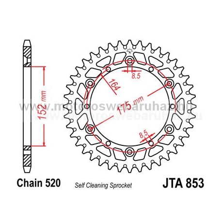 LÁNCKERÉK HÁTSÓ ALU JT (JTA853) 520-as LÁNCHOZ