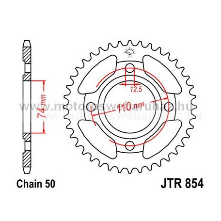 LÁNCKERÉK HÁTSÓ JT (JTR854) 530-as LÁNCHOZ