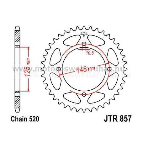 LÁNCKERÉK HÁTSÓ JT (JTR857) 520-as LÁNCHOZ