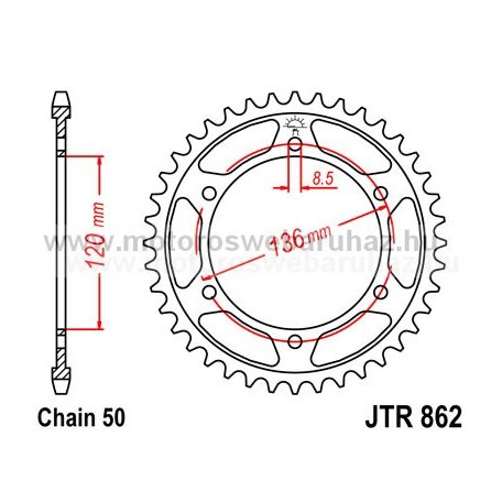 LÁNCKERÉK HÁTSÓ JT (JTR862) 530-as LÁNCHOZ