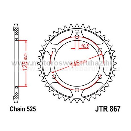 LÁNCKERÉK HÁTSÓ JT (JTR867) 525-ös LÁNCHOZ