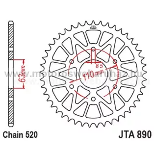  LÁNCKERÉK HÁTSÓ ALU JT (JTA890) 520-as LÁNCHOZ FEKETE/NARANCS