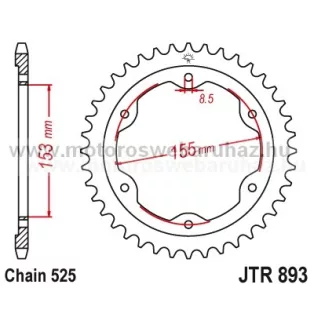 LÁNCKERÉK HÁTSÓ JT (JTR893) 525-ös LÁNCHOZ