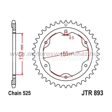 LÁNCKERÉK HÁTSÓ JT (JTR893) 525-ös LÁNCHOZ