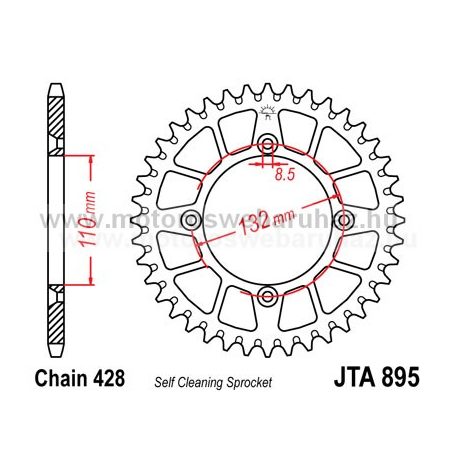 LÁNCKERÉK HÁTSÓ ALU JT (JTA895) 428-as LÁNCHOZ