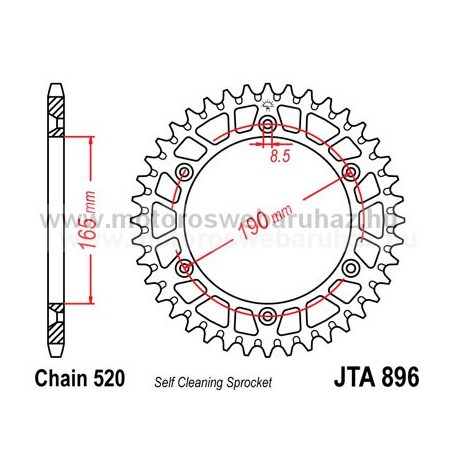 LÁNCKERÉK HÁTSÓ ALU JT (JTA896) 520-as LÁNCHOZ