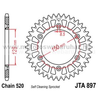 LÁNCKERÉK HÁTSÓ ALU JT (JTA897) 520-as LÁNCHOZ