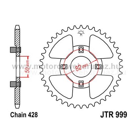 LÁNCKERÉK HÁTSÓ JT (JTR999) 428-as LÁNCHOZ