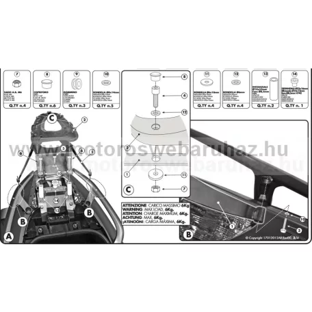 GIVI SR2013M Spec. doboztartó (top case) Monolock dobzokhoz, fekete