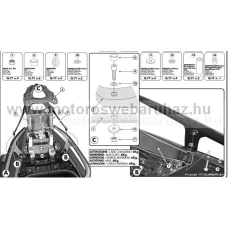 GIVI SR2013 Spec. doboztartó (top case) Monokey dobzokhoz, fekete