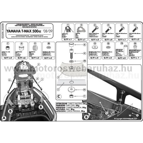 GIVI SR369M Spec. doboztartó (top case) Monolock dobzokhoz, fekete