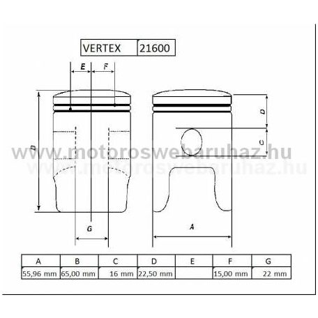 DUGATTYÚ SZETT VERTEX (21600)