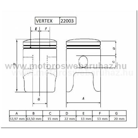 DUGATTYÚ SZETT VERTEX (22003)