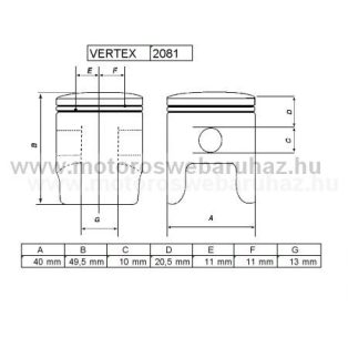 DUGATTYÚ SZETT VERTEX (22081) REPLICA