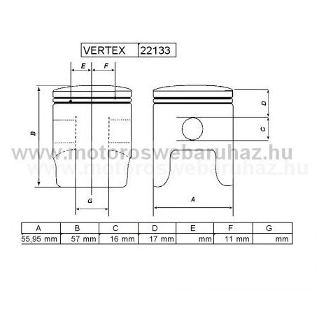 DUGATTYÚ SZETT VERTEX (22133) REPLICA