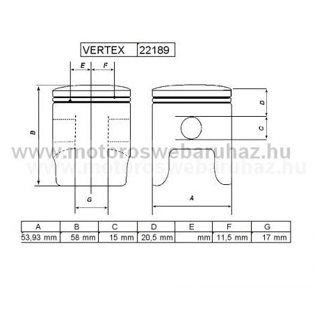 DUGATTYÚ SZETT VERTEX (22189) REPLICA