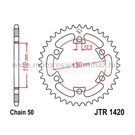 LÁNCKERÉK HÁTSÓ JT (JTR1420) 530-as LÁNCHOZ