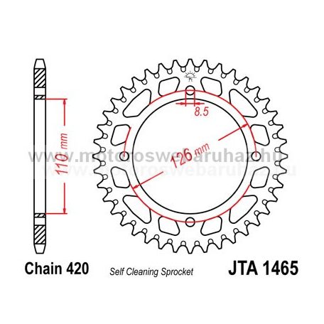 LÁNCKERÉK HÁTSÓ ALU JT (JTA1465) 420-as LÁNCHOZ